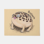 砂漠雨おもしろいカエル漫画イラストレーション ドアマット (正面)