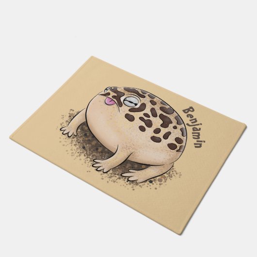 砂漠雨おもしろいカエル漫画イラストレーション ドアマット (アングル)