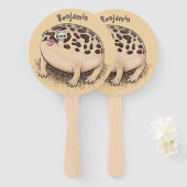 砂漠雨おもしろいカエル漫画イラストレーション ハンドファン (正面&裏面)