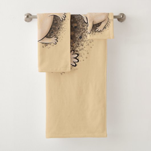 砂漠雨おもしろいカエル漫画イラストレーション バスタオルセット (インサイチュ)