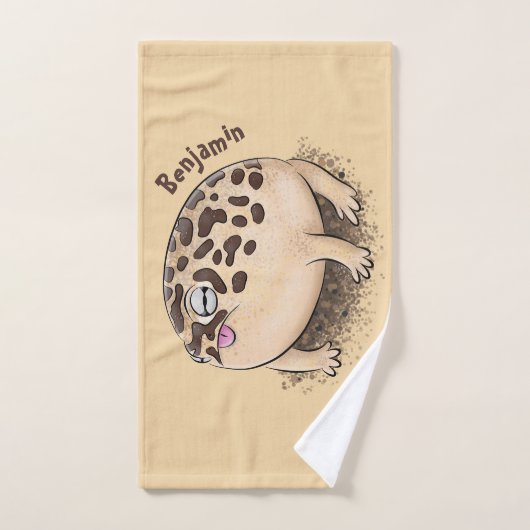 砂漠雨おもしろいカエル漫画イラストレーション バスタオルセット (ハンドタオル)