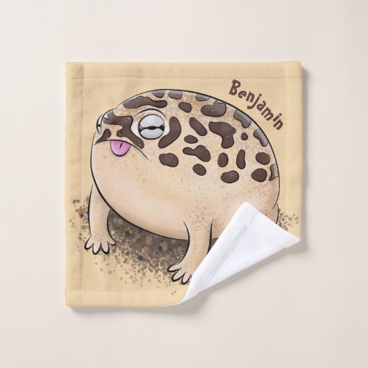 砂漠雨おもしろいカエル漫画イラストレーション バスタオルセット (ウォッシュタオル)