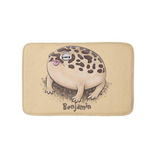 砂漠雨おもしろいカエル漫画イラストレーション バスマット (正面)