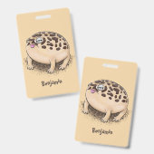 砂漠雨おもしろいカエル漫画イラストレーション バッジ (正面＆裏面)