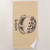 砂漠雨おもしろいカエル漫画イラストレーション ビーチタオル (正面)