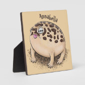 砂漠雨おもしろいカエル漫画イラストレーション フォトプラーク (正面)