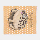 砂漠雨おもしろいカエル漫画イラストレーション フリースブランケット (正面(横))