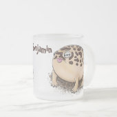 砂漠雨おもしろいカエル漫画イラストレーション フロストグラスマグカップ (正面右)