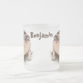 砂漠雨おもしろいカエル漫画イラストレーション フロストグラスマグカップ (中央)