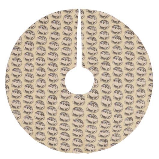 砂漠雨おもしろいカエル漫画イラストレーション ブラッシュドポリエステルツリースカート (正面)