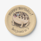 砂漠雨おもしろいカエル漫画イラストレーション ペーパープレート (正面)