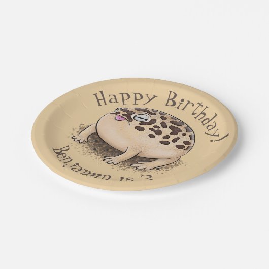 砂漠雨おもしろいカエル漫画イラストレーション ペーパープレート (アングル)