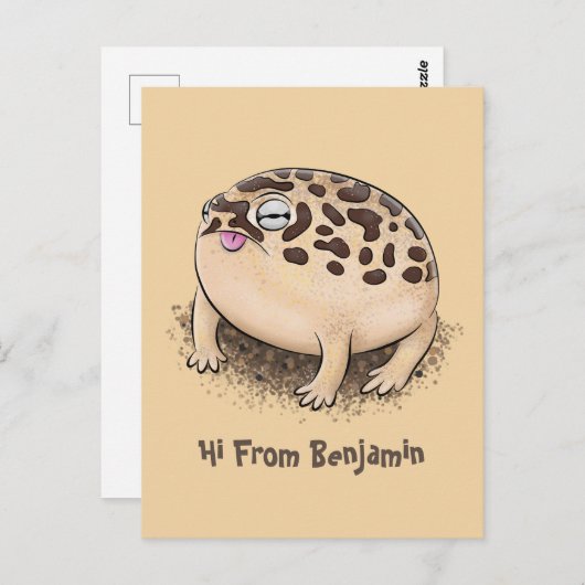 砂漠雨おもしろいカエル漫画イラストレーション ポストカード (正面/裏面)