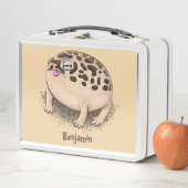 砂漠雨おもしろいカエル漫画イラストレーション メタルランチボックス (インサイチュ)