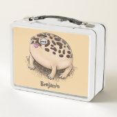 砂漠雨おもしろいカエル漫画イラストレーション メタルランチボックス (裏面)