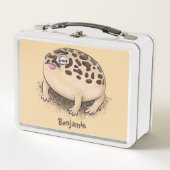 砂漠雨おもしろいカエル漫画イラストレーション メタルランチボックス (正面)