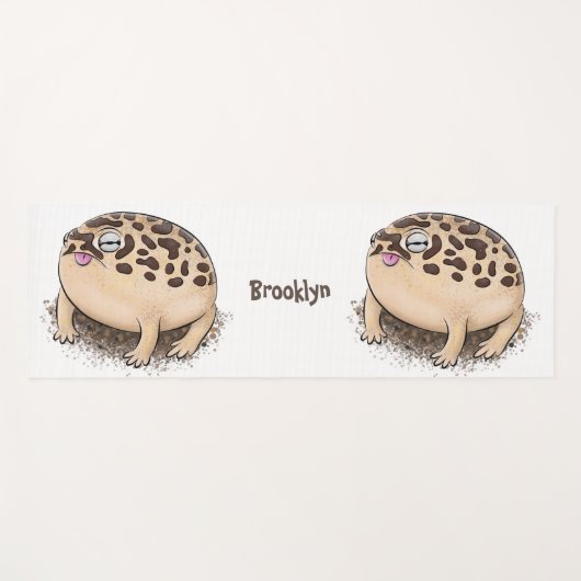 砂漠雨おもしろいカエル漫画イラストレーション ヨガマット (正面(横))