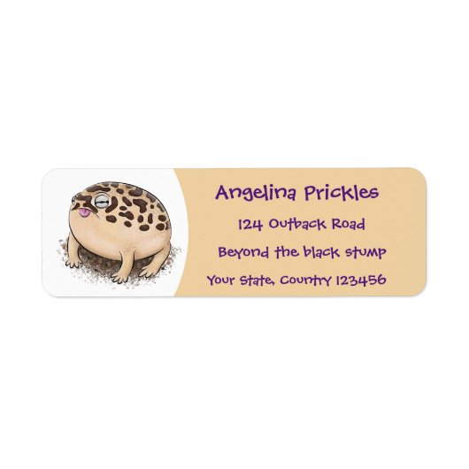 砂漠雨おもしろいカエル漫画イラストレーション ラベル (正面)