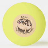 砂漠雨おもしろいカエル漫画イラストレーション 卓球ボール (裏面)