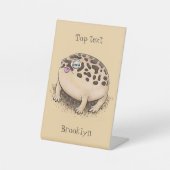 砂漠雨おもしろいカエル漫画イラストレーション 台座サイン (正面)