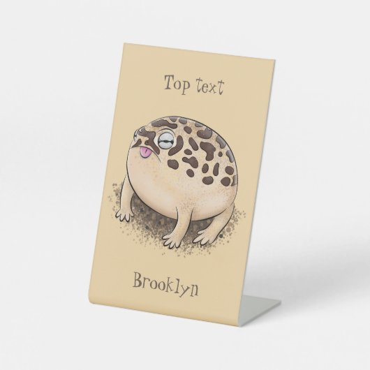 砂漠雨おもしろいカエル漫画イラストレーション 台座サイン (正面)