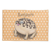 砂漠雨おもしろいカエル漫画イラストレーション 枕カバー (裏面)