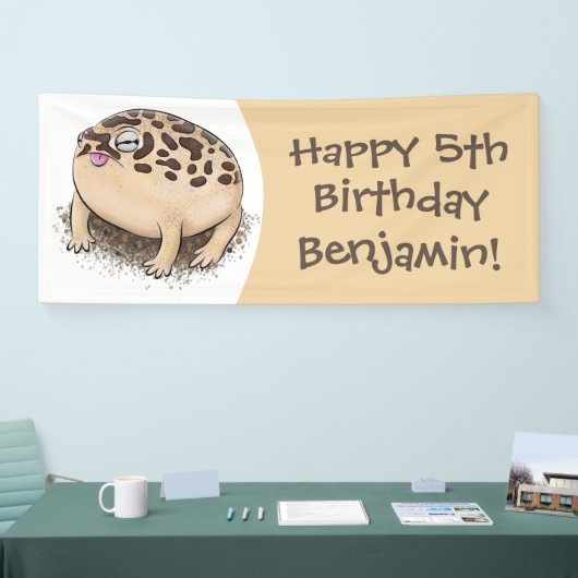 砂漠雨おもしろいカエル漫画イラストレーション 横断幕 (トレードショー)