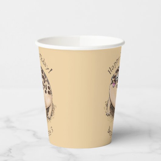 砂漠雨おもしろいカエル漫画イラストレーション 紙コップ (左)