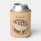 砂漠雨おもしろいカエル漫画イラストレーション 缶クーラー (缶正面)