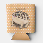 砂漠雨おもしろいカエル漫画イラストレーション 缶クーラー (裏面)