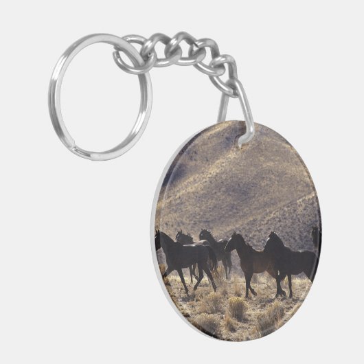 砂漠1の野生のムスタングの馬 キーホルダー (正面左)