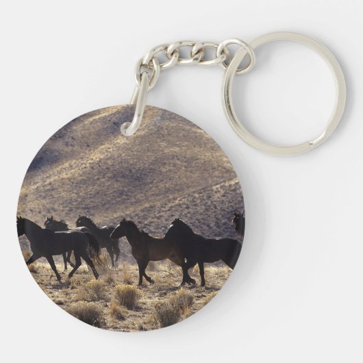 砂漠1の野生のムスタングの馬 キーホルダー (裏面)