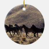 砂漠1の野生のムスタングの馬 セラミックオーナメント (裏面)