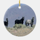 砂漠3の野生のムスタングの馬 セラミックオーナメント (裏面)