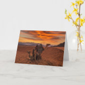 砂漠 |バクトリアン・ラクダ・エジプト・サンドデューン カード (黄色い花)