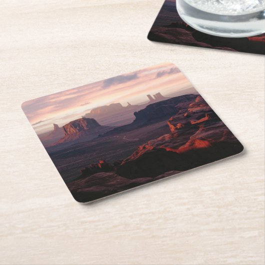 砂漠 |モニュメントバレーユタ – アリツィオナ スクエアペーパーコースター (アングル)