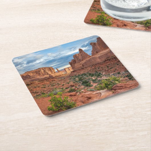 砂漠 |ユタ州アーチス国立公園 スクエアペーパーコースター (アングル)