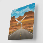 砂漠 |ユタ州モニュメントバレー スクエア壁時計 (傾斜)