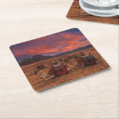 砂漠 |ラクダ・シナイ山地エジプト スクエアペーパーコースター (アングル)