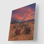 砂漠 |ラクダ・シナイ山地エジプト スクエア壁時計 (傾斜)