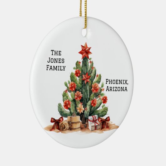 砂漠/南西サボテンのパーソナライズされたクリスマスツリー セラミックオーナメント (右)