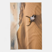 砂漠 |牛のスカルざらざら砂丘 キッチンタオル (縦)