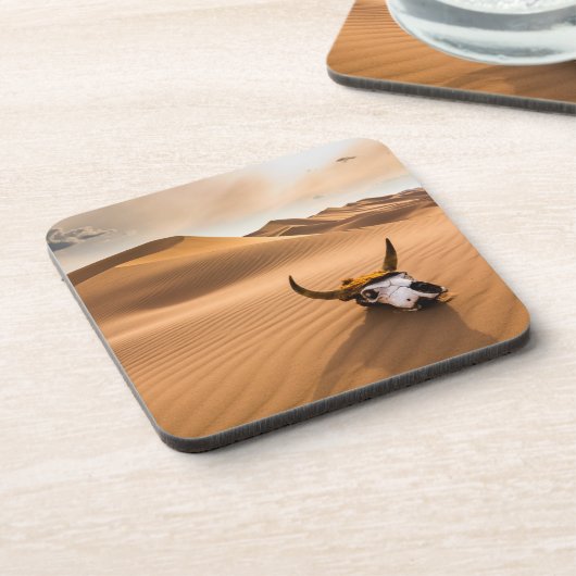 砂漠 |牛のスカルざらざら砂丘 コースター (左側)