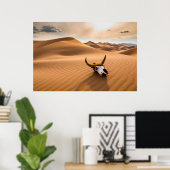 砂漠 |牛のスカルざらざら砂丘 ポスター (ホームオフィス)