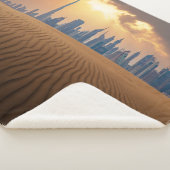 砂漠 |砂丘からのドバイのスカイラインビュー シェルパブランケット (3/4)