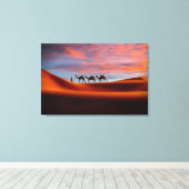 砂漠 |砂丘の人とラクダ キャンバスプリント (インサイチュ (ウッドフロア))