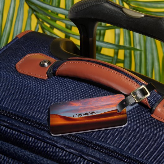 砂漠 |砂丘の人とラクダ ラゲッジタグ (正面インサイチュ3)