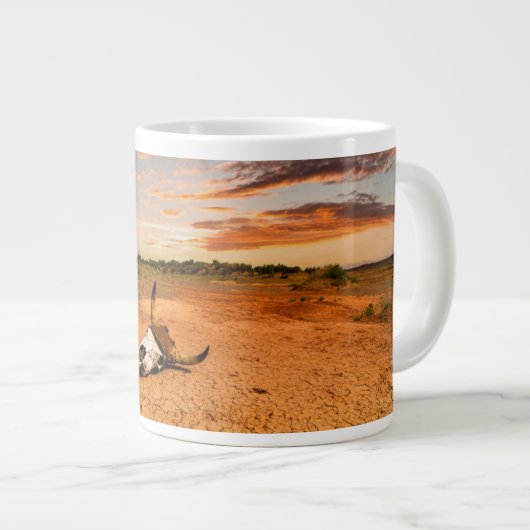 砂漠 |砂漠と牛のスカル ジャンボコーヒーマグカップ (正面右)