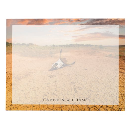 砂漠 |砂漠と牛のスカル ノートパッド (正面)