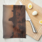 砂漠 |砂漠の風景を越えた星空 キッチンタオル (四つ折り)